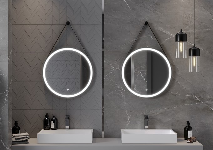 Miroirs de salle de bains ronds avec cadre noir