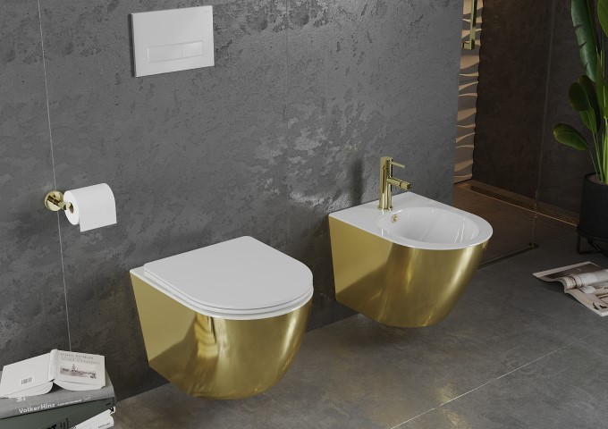 Robinet de bidet blanc/doré