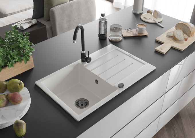 Éviers de cuisine en granit simple cuve blancs