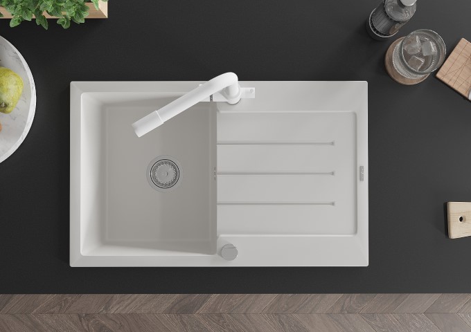 Robinet de cuisine blanc avec bec extractible