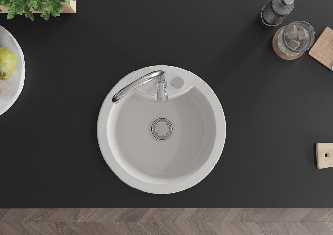 Éviers de cuisine en granit simple cuve blancs