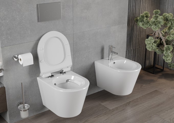 Bâti-supports muraux pour WC avec bouton chrome mat