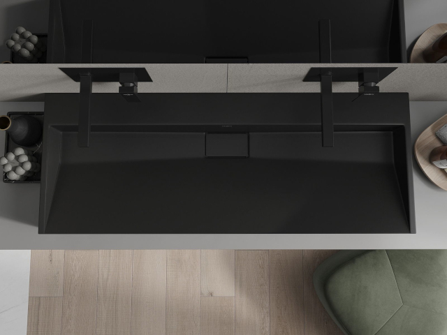 Sink with Wall-Mounted Faucet