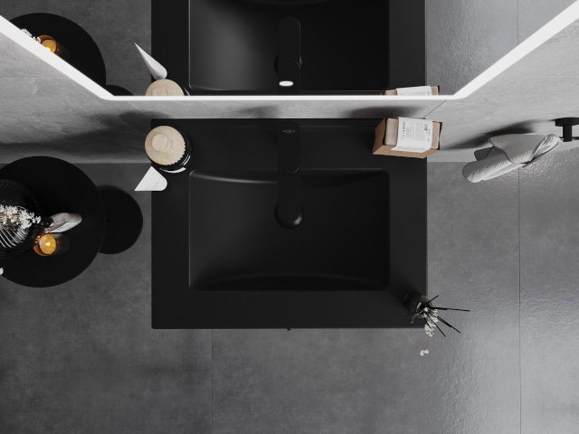 Vue de dessus du meuble avec lavabo 60 cm