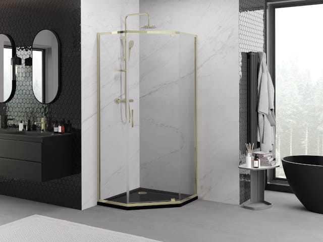 Cabine de douche pentagonale
