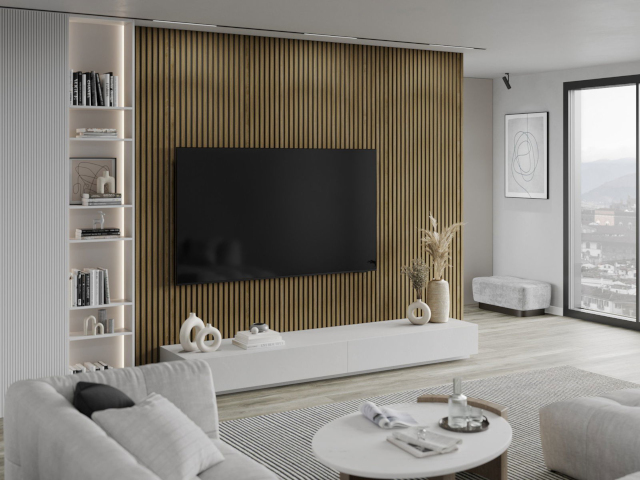 lamelles chêne naturel dans le salon