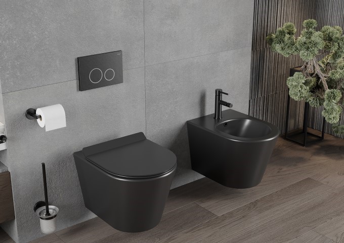 Bâti-supports WC avec bouton noir