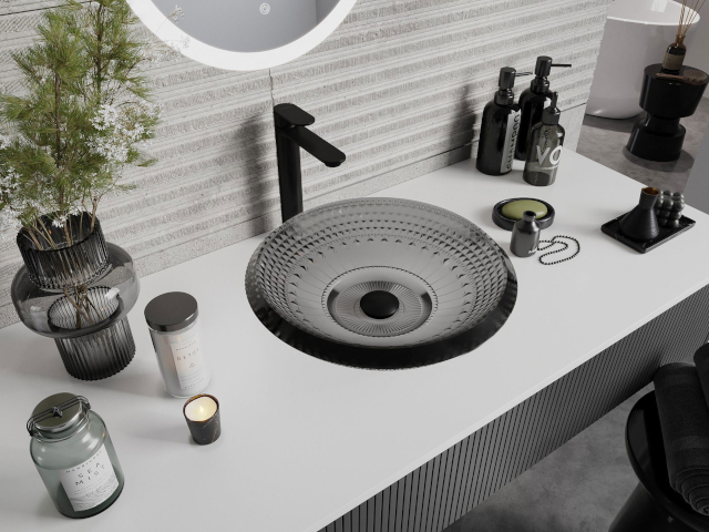 Meuble sous lavabo avec plateau blanc