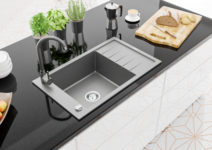 Éviers en granit gris