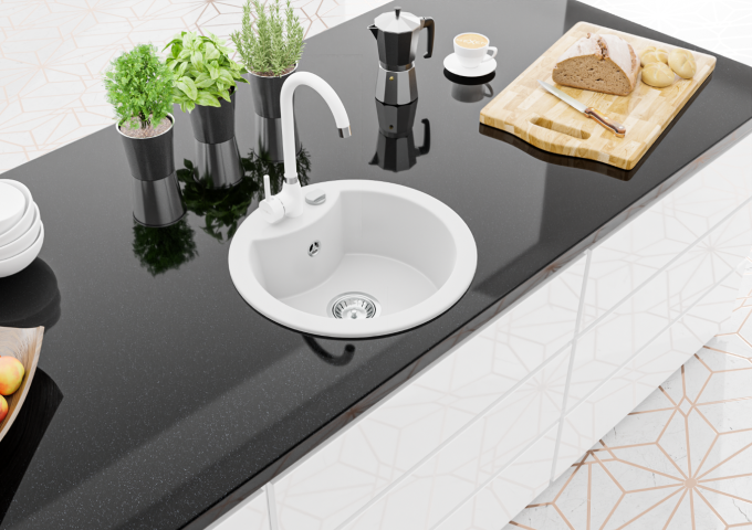 Éviers en granit avec robinet une cuve