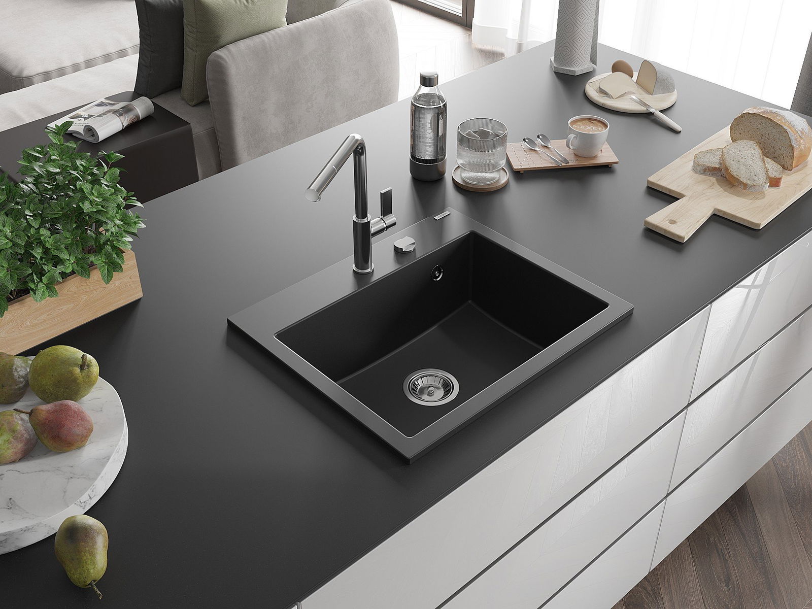 Évier avec trou pour robinet