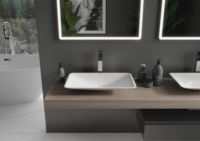 Glass countertop sink