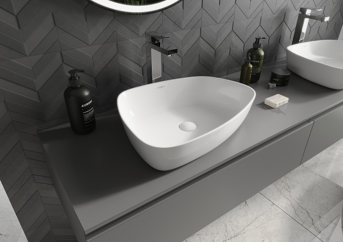 modern glass countertop sink
