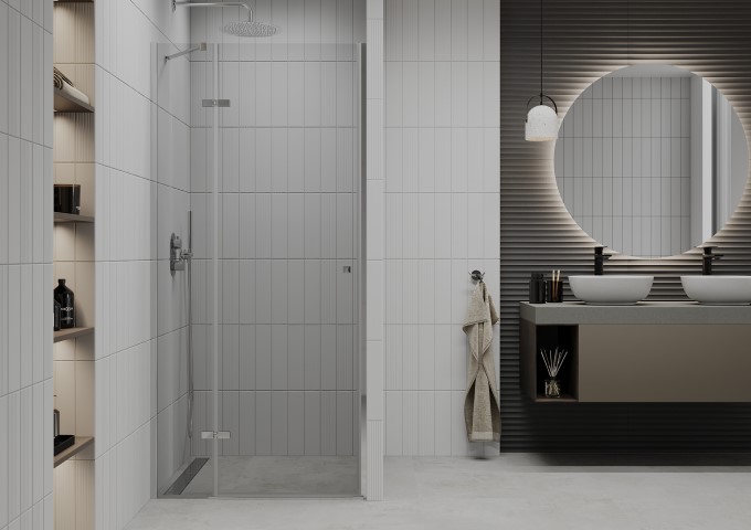 Porte de douche en verre transparent