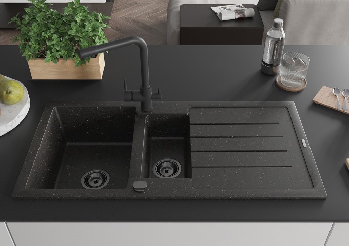 Mitigeurs cuisine sur plage noirs