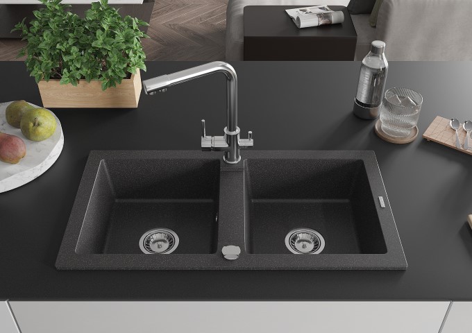 Éviers en granit avec robinet double