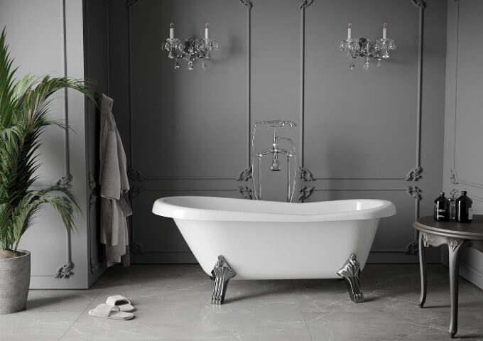 Retro Buedzëmmer Kachelen déi Steng imitéieren