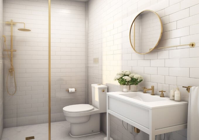 White bathroom with panels