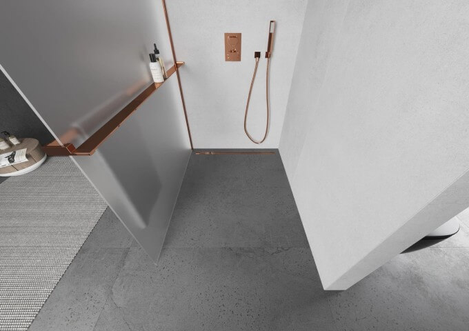 Bathroom with concrete vinyl panels