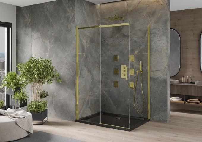 Cabines de douche avec receveur dorées