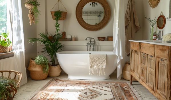 Boho-style bathroom, a private wellness zone