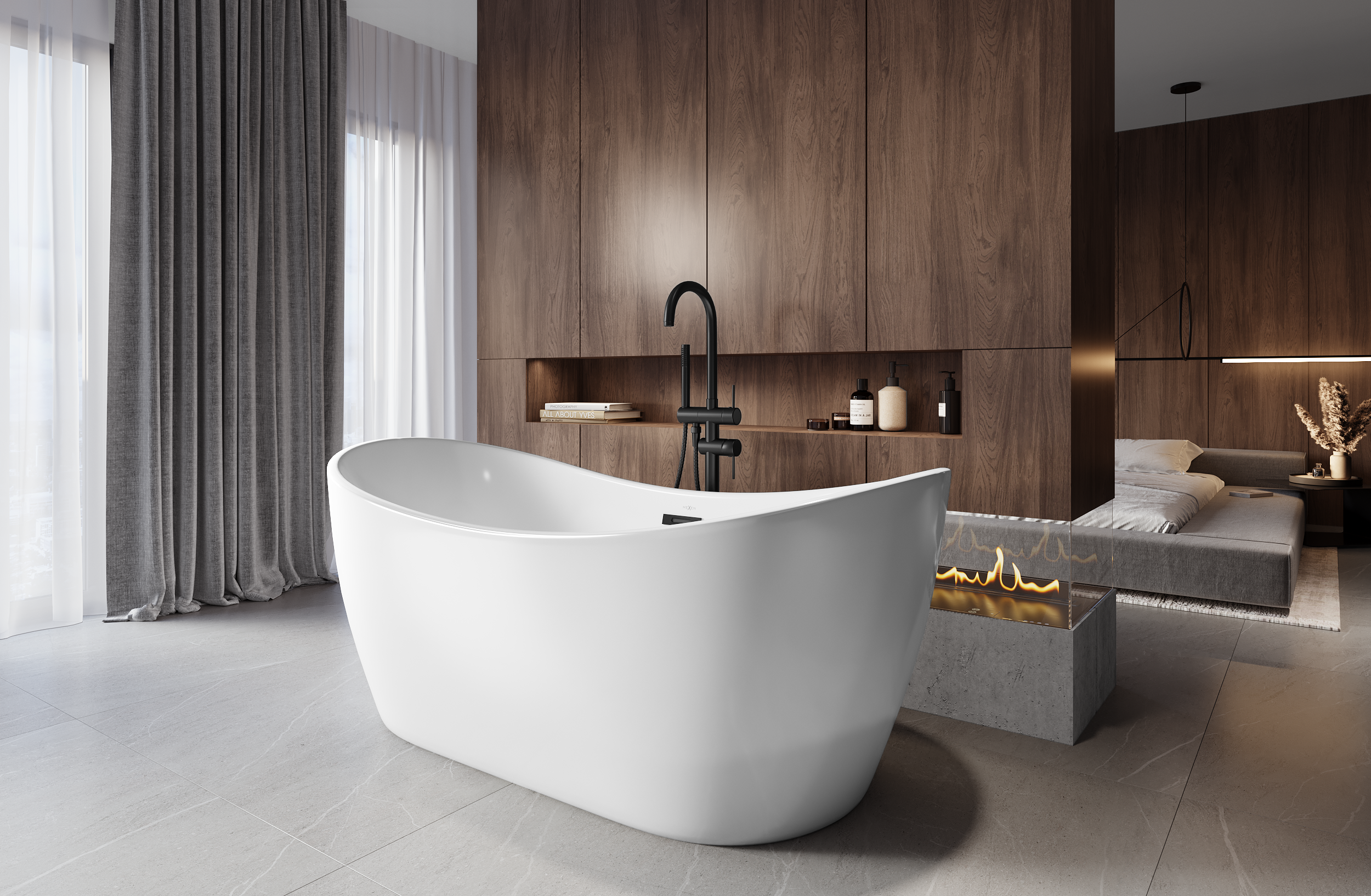 Free-standing bath in classic style