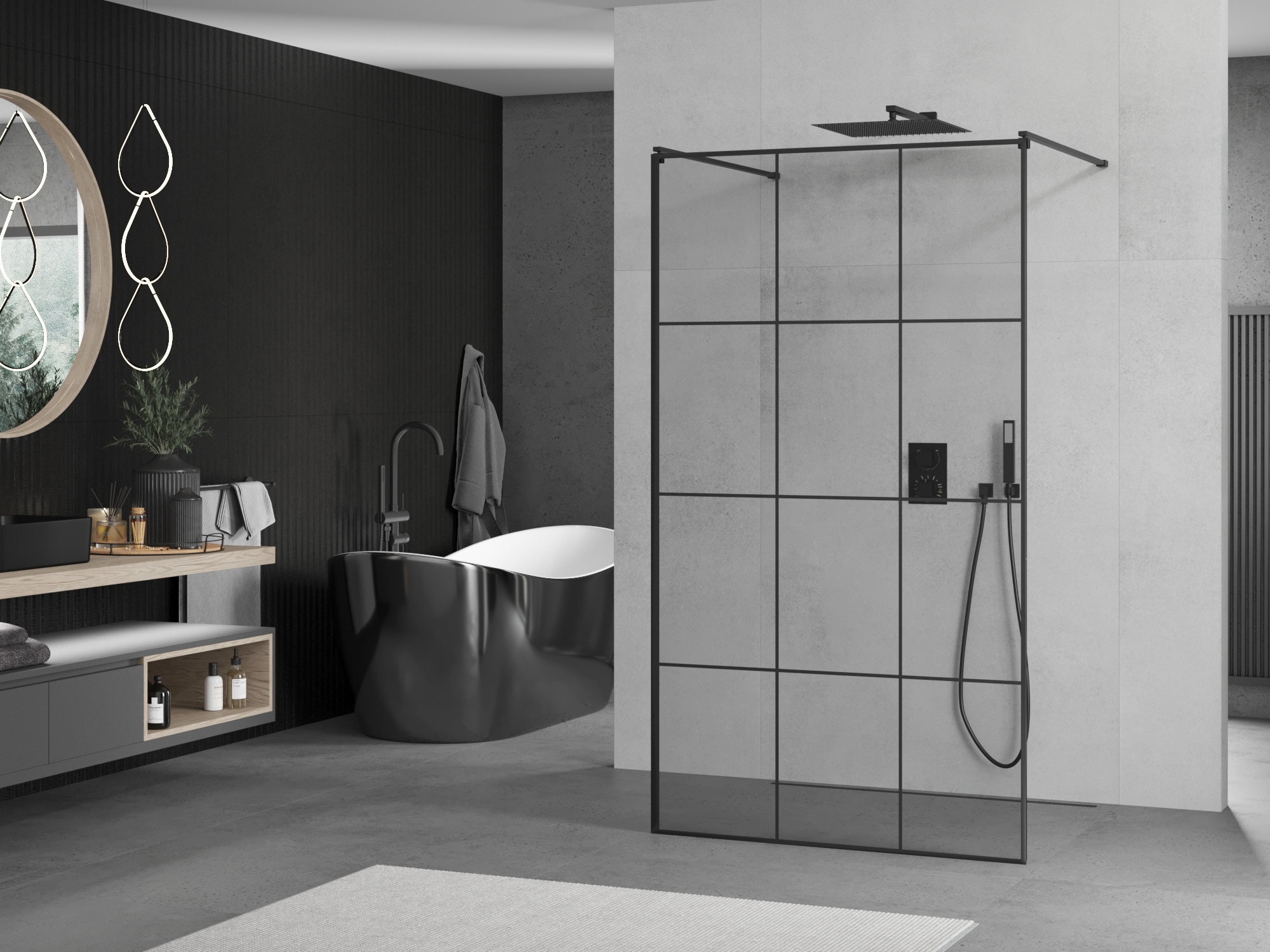 Salle de bain moderne avec des accents noirs