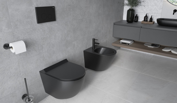 Grey bathroom combined with black