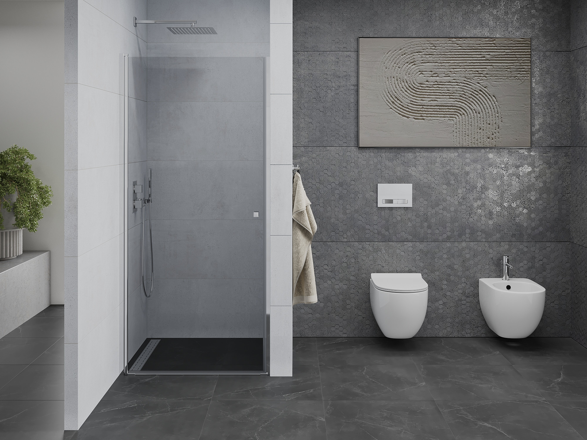 Grouss Buedzëmmer mat Duschdieren