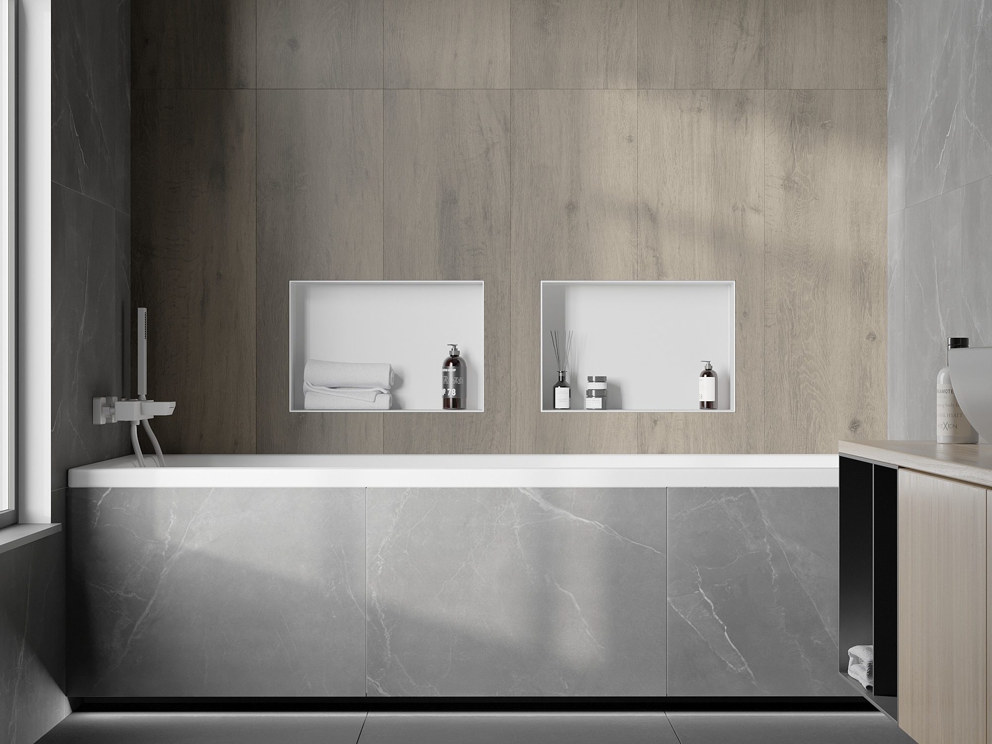 Baignoire encastrée de carreaux