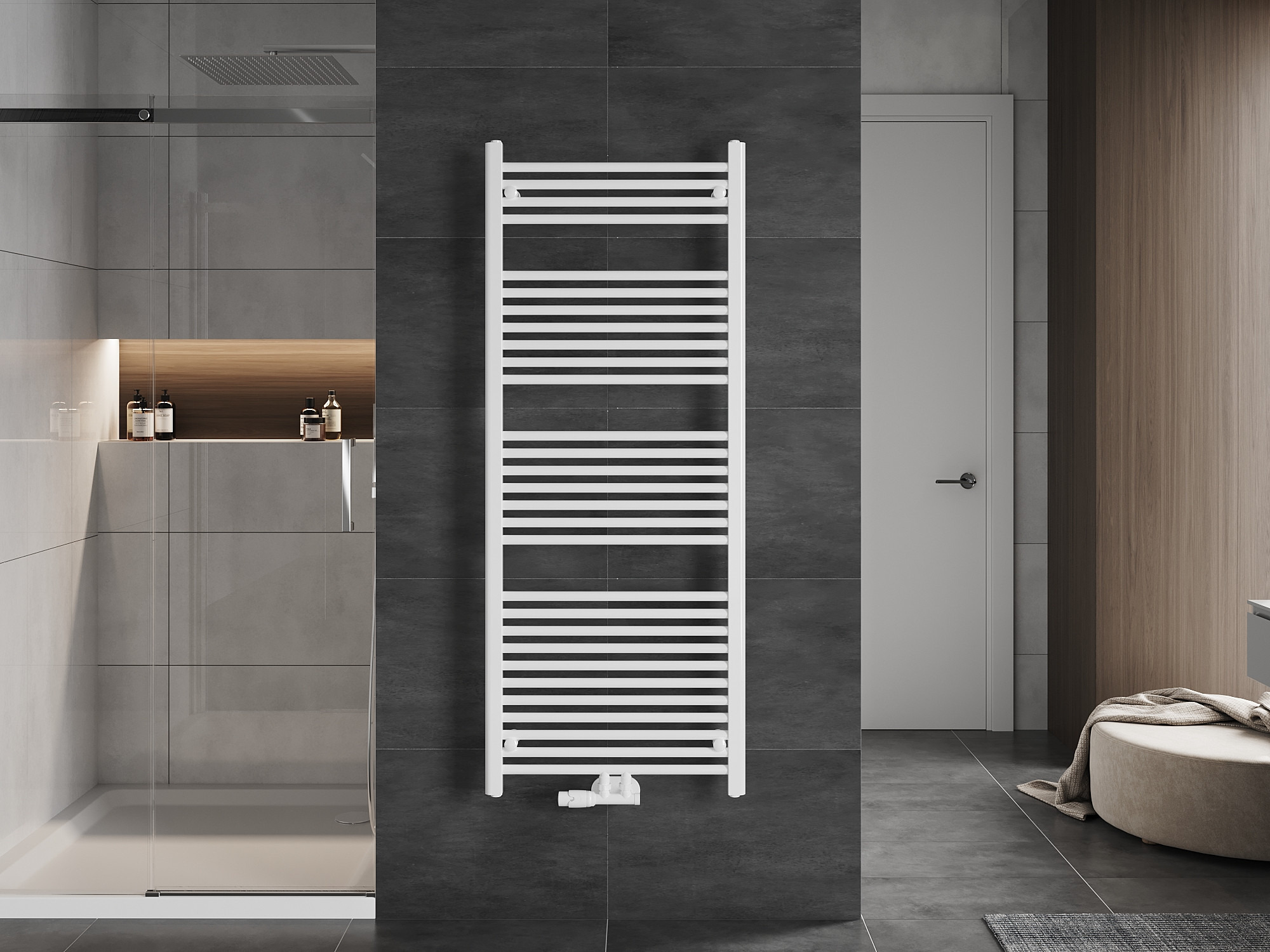 Radiateur échelle dans la salle de bain 