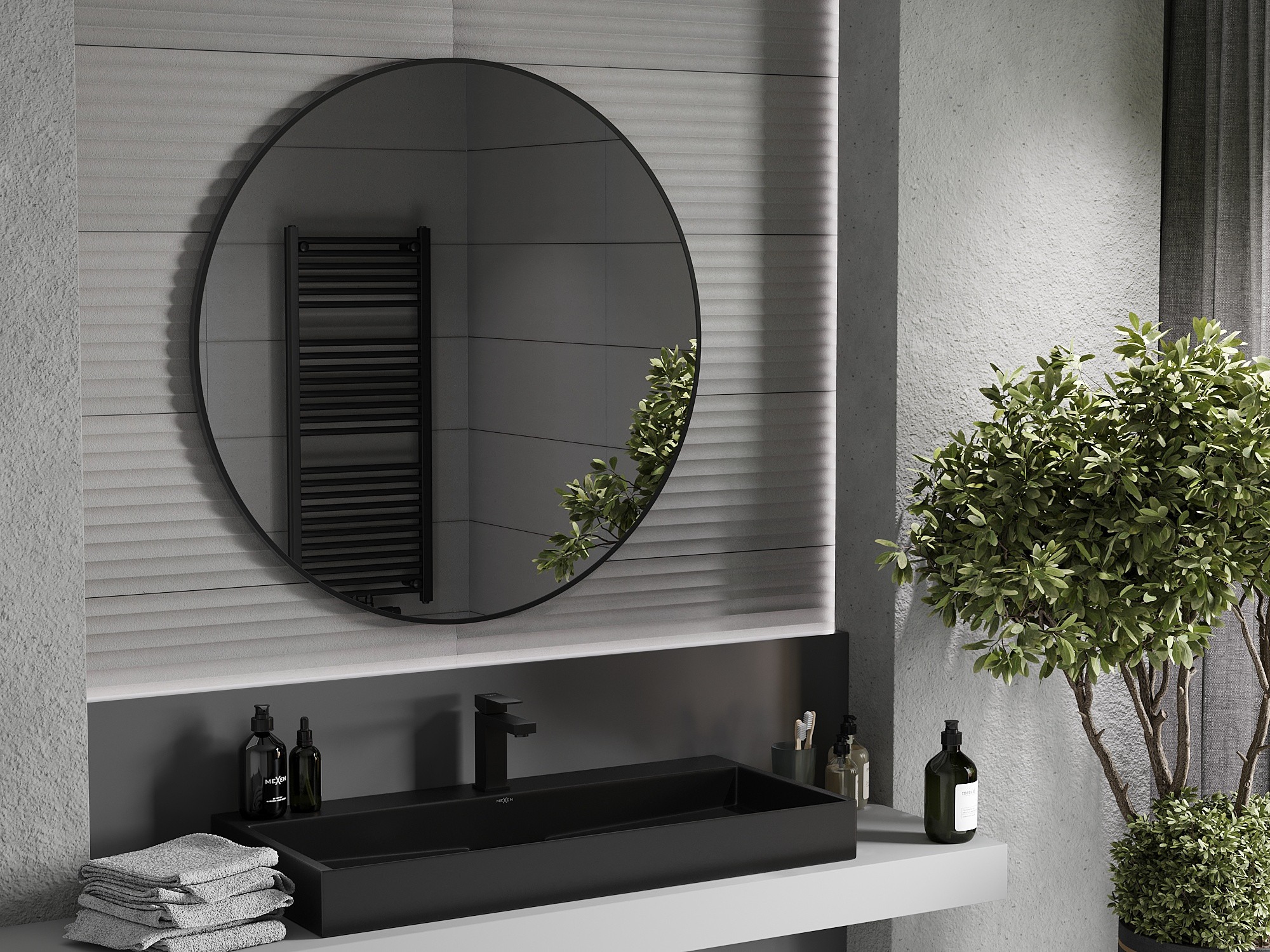 Salle de bain sombre de style industriel