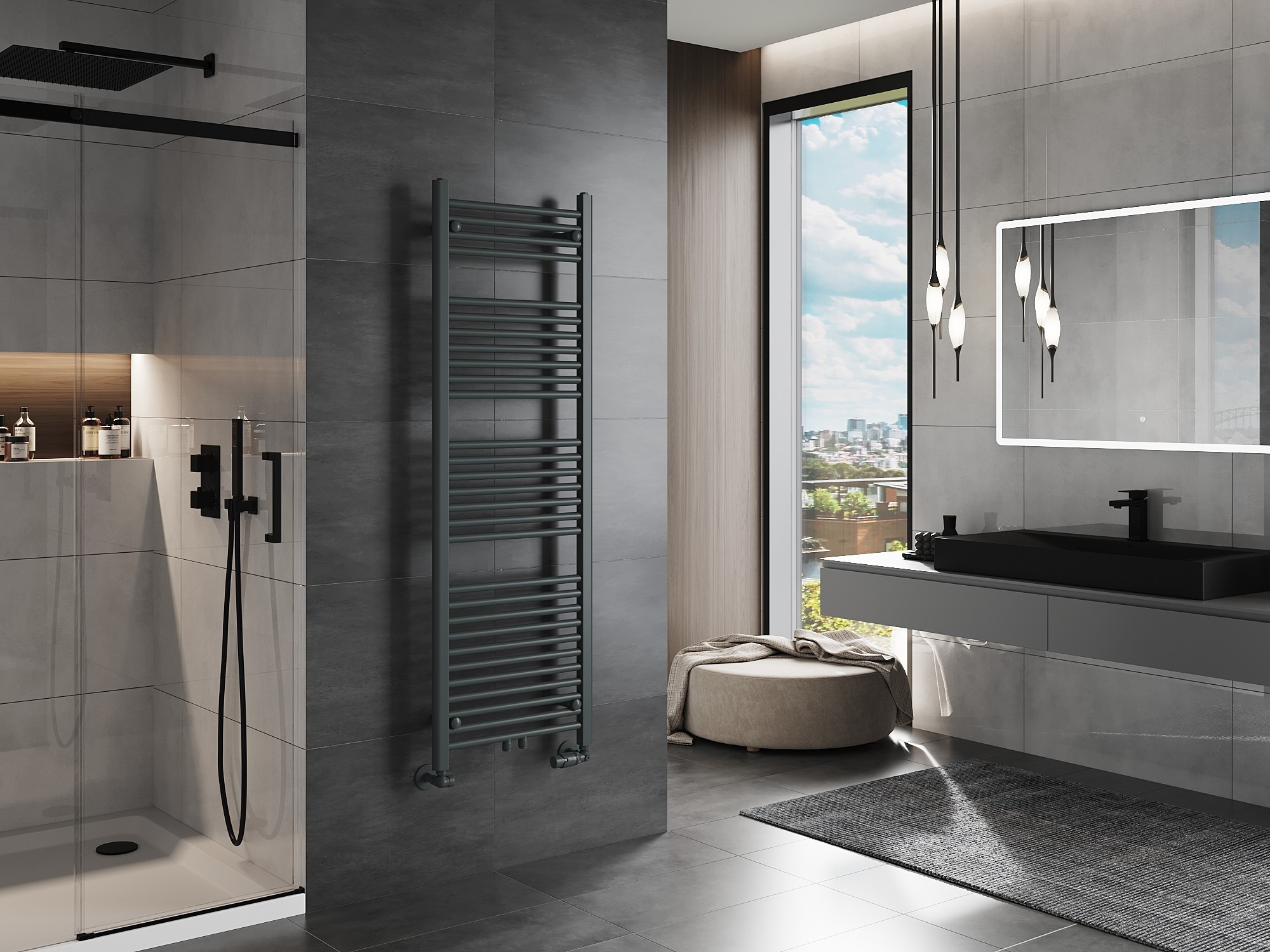 Radiateur échelle anthracite pour salle de bain