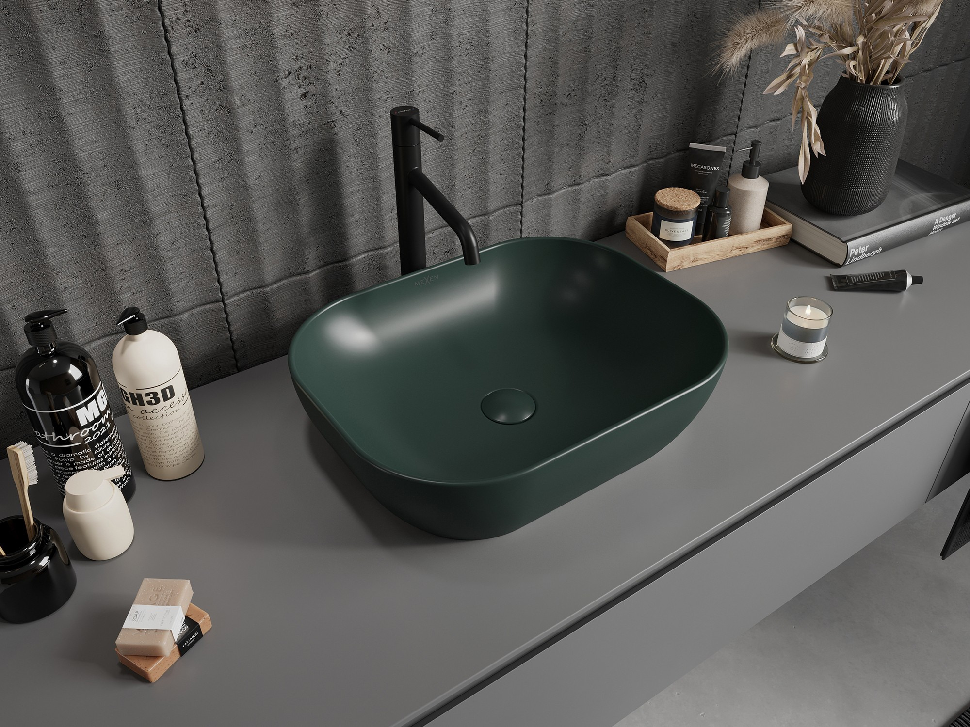 Green countertop basin - a modern accent for the bathroom