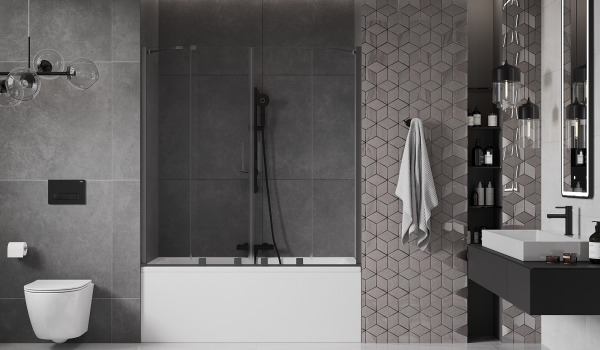 Baignoire avec double paravent