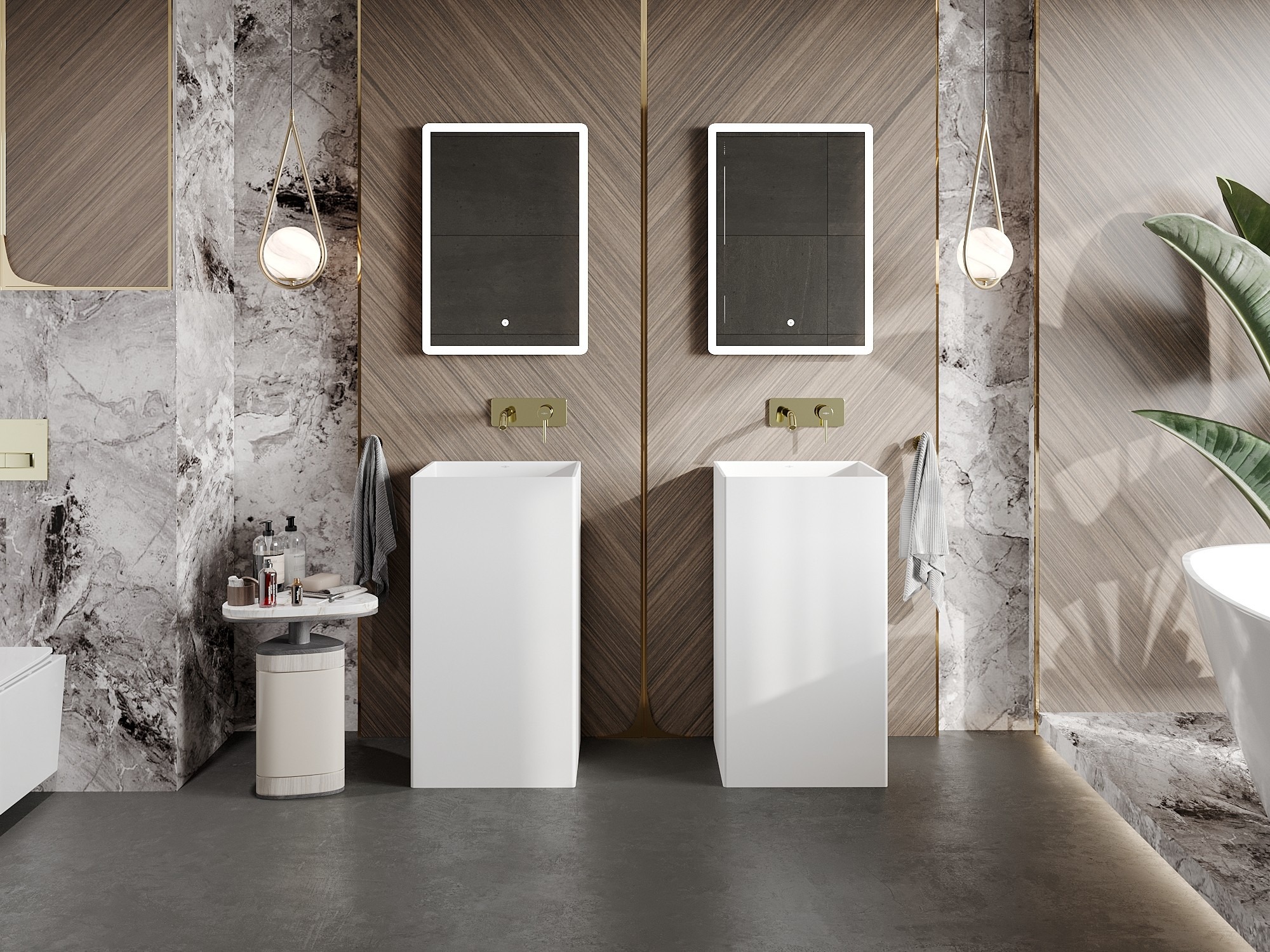 Salle de bain orientale avec bois