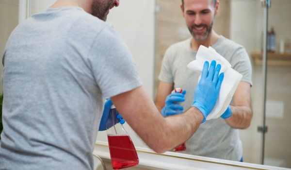 Wéi soll ee sech ëm en Buedzëmmer-Spigel këmmeren, fir säi Glanz z'erhalen?